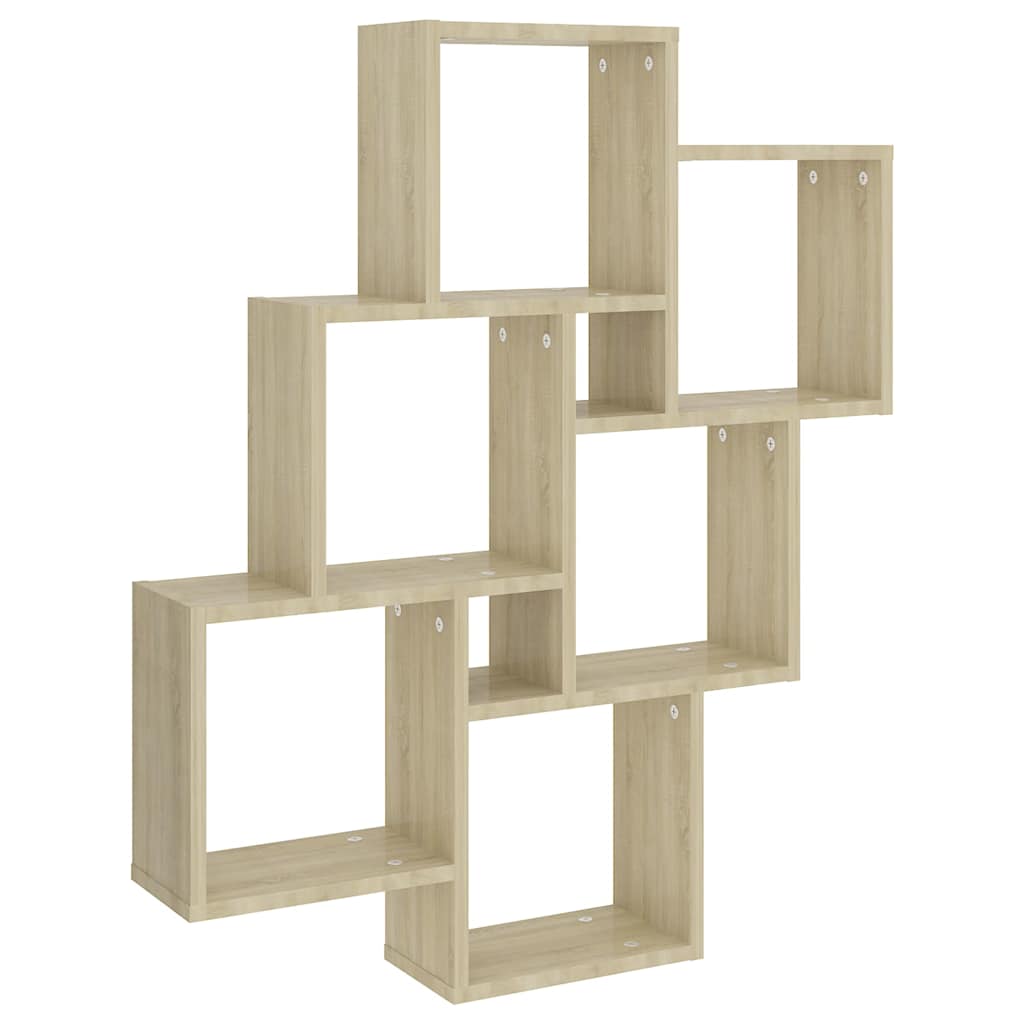 Vidaxl wandschap kubus 78x15x93 cm bewerkt hout sonoma eiken