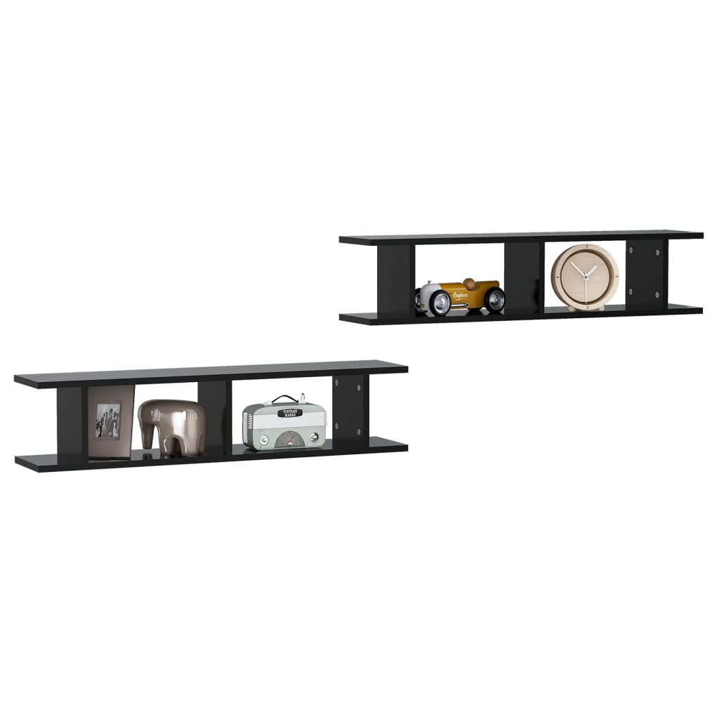Vidaxl wandschappen 2 st 90x18x20 cm bewerkt hout zwart