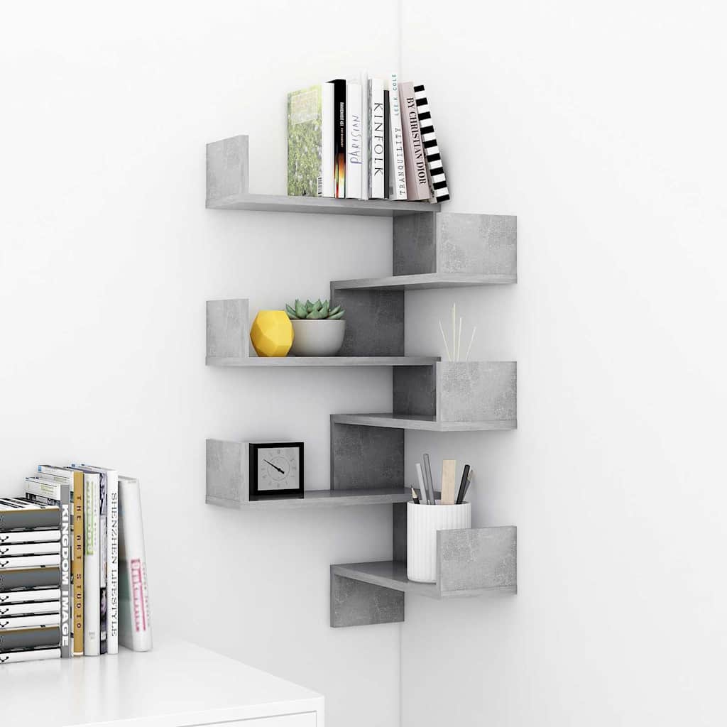 Vidaxl hoekwandschappen 2 st 40x40x50 cm bewerkt hout betongrijs
