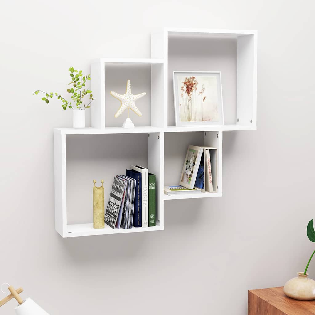 Vidaxl wandschap kubus 80x15x78,5 cm bewerkt hout wit