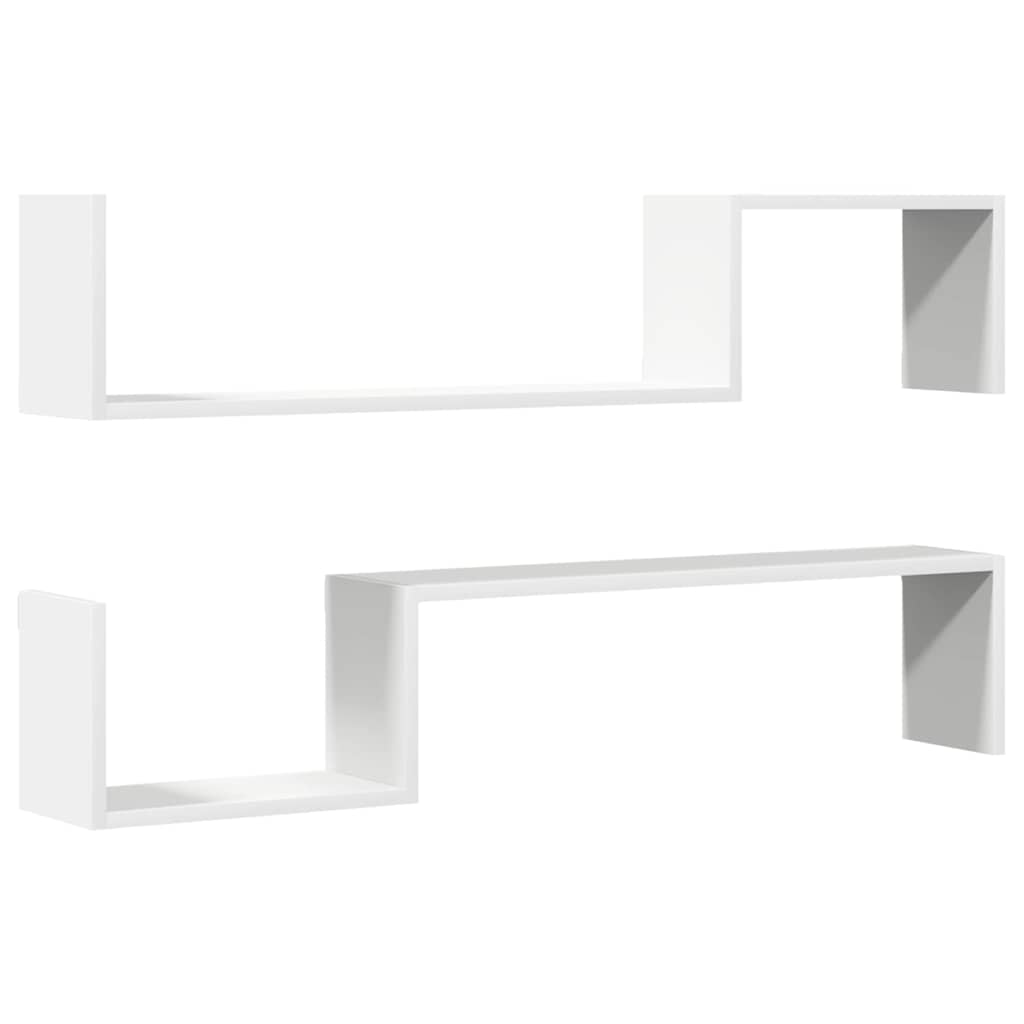 Vidaxl wandschappen 2 st 100x15x20 cm bewerkt hout wit