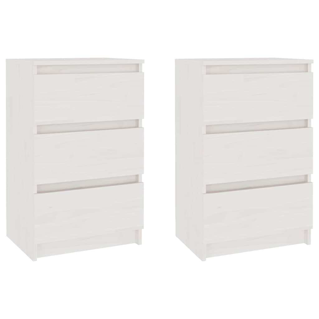 Vidaxl nachtkastjes 2 st 40x29,5x64 cm massief grenenhout wit