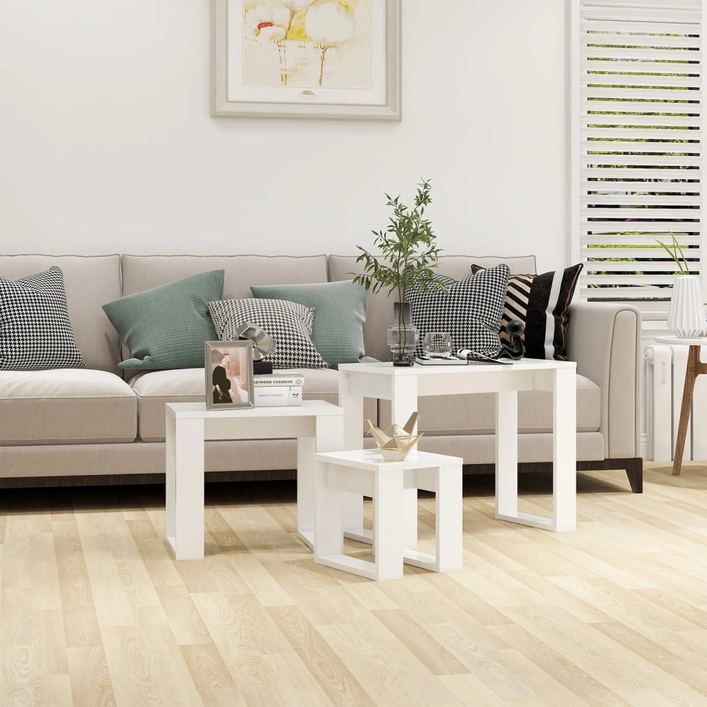 Vidaxl bijzettafels 3 st wit bewerkt hout