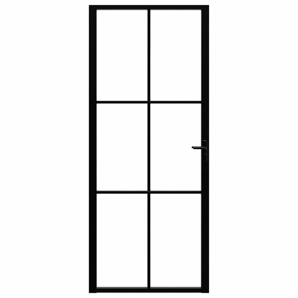 Vidaxl Porte intérieure 83x201,5 cm Verre ESG et noir en aluminium