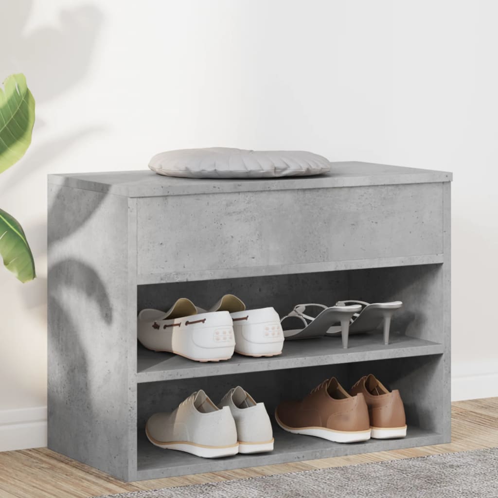 Vidaxl Chaussures Banque 60x30x45 cm Betongrij en bois transformé