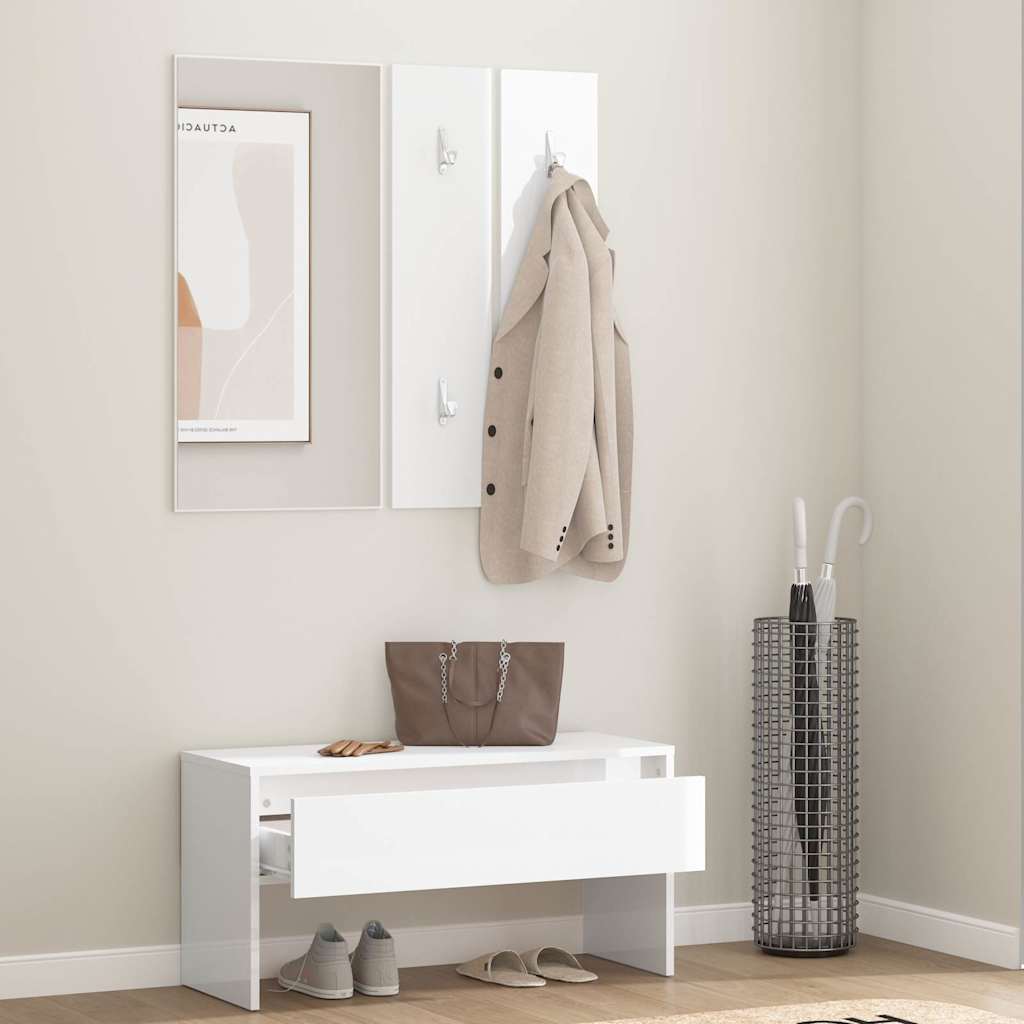 Vidaxl garderobe set bewerkt hout hoogglans wit