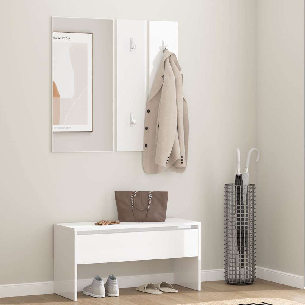 Vidaxl garderobe set bewerkt hout hoogglans wit