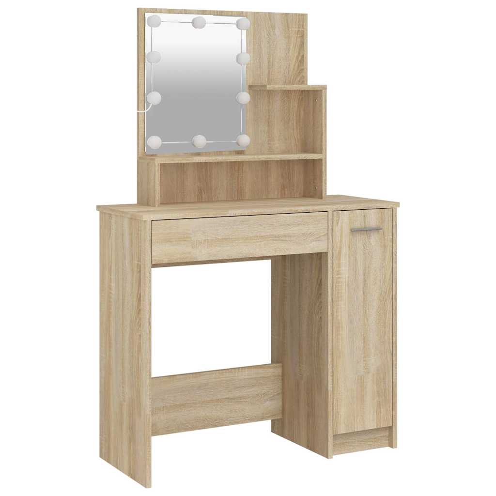Vidaxl kaptafel met led-verlichting 86,5x35x136 cm sonoma eikenkleurig