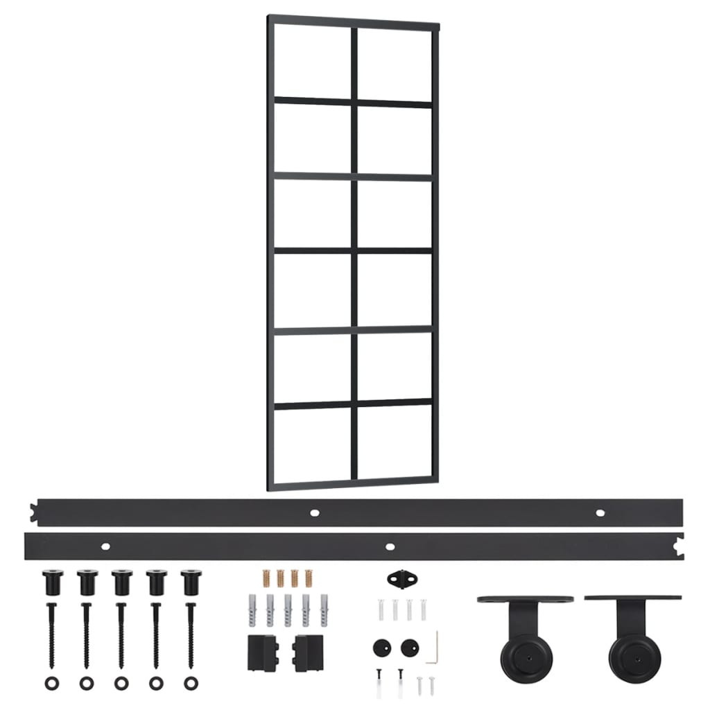 Vidaxx porte coulissante avec ferrures 76x205 cm aluminium et verre ESG