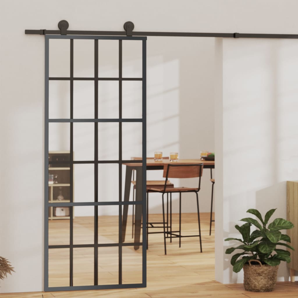 Vidaxx porte coulissante avec ferrures 76x205 cm aluminium et verre ESG