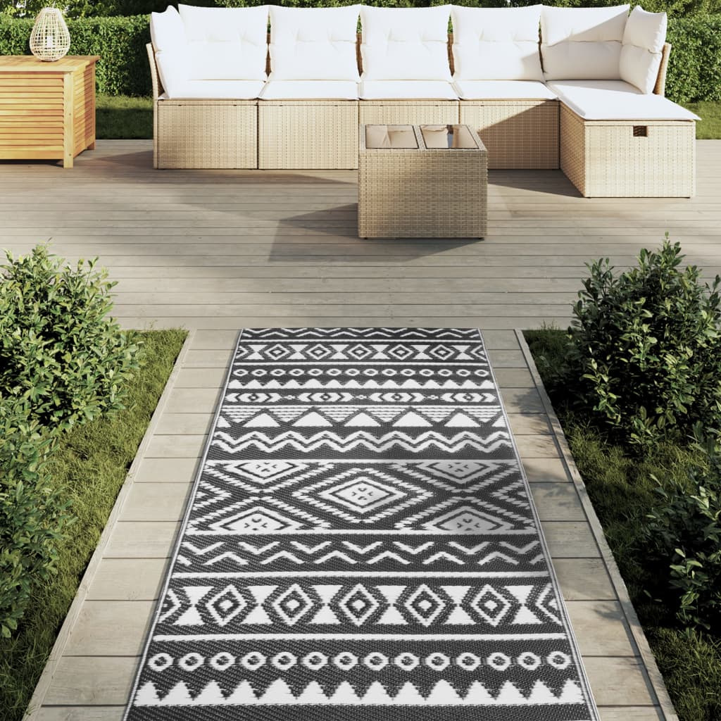 Vidaxl Extérieur Rug 80x250 cm Polypropène noir