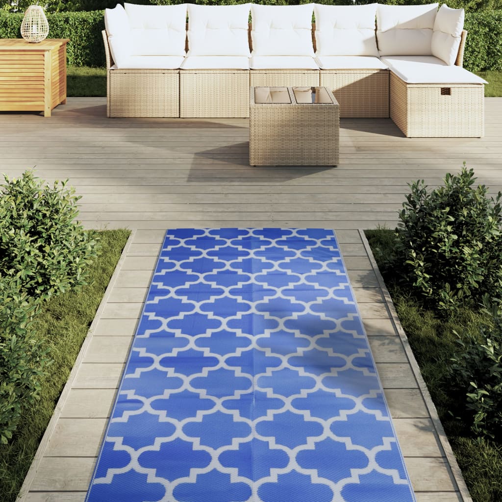 Vidaxl à l'extérieur du tapis Arakil 80x250 cm Bleu en polypropène