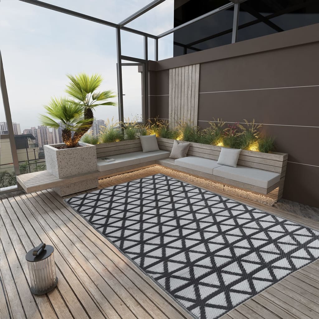 Vidaxl extérieur tapis arakil 140x200 cm en polypropène noir