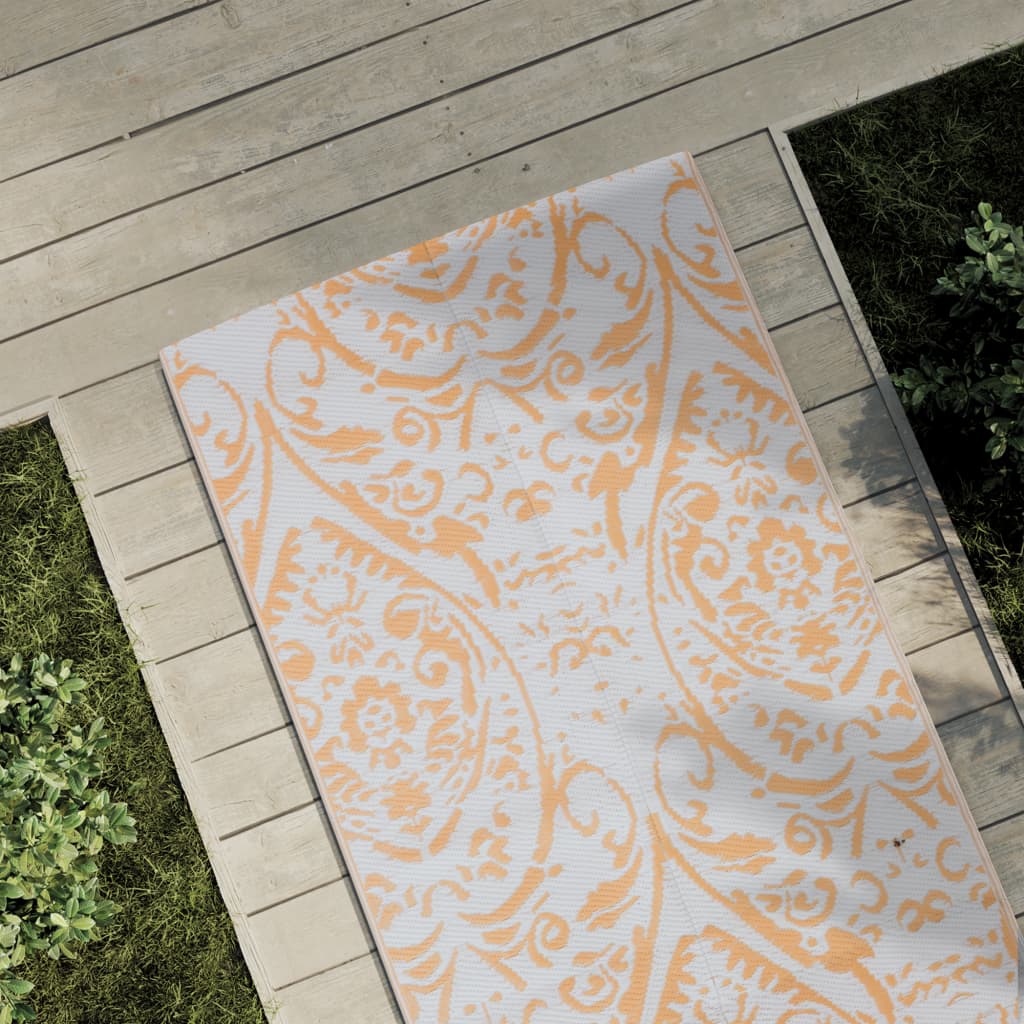 Vidaxl extérieur tapis Arakil 80x250 cm pp orange et blanc