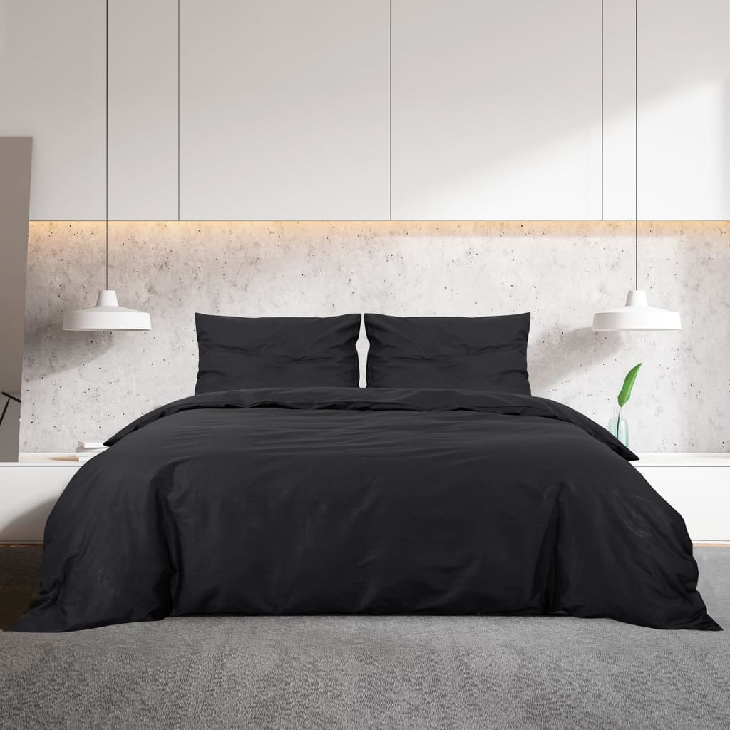 Ensemble de découverte de couette Vidaxl 225x220 cm Coton noir