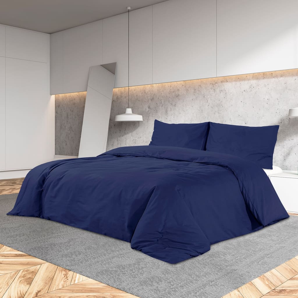 Vidaxl dekbedovertrekset 140x200 cm katoen marineblauw