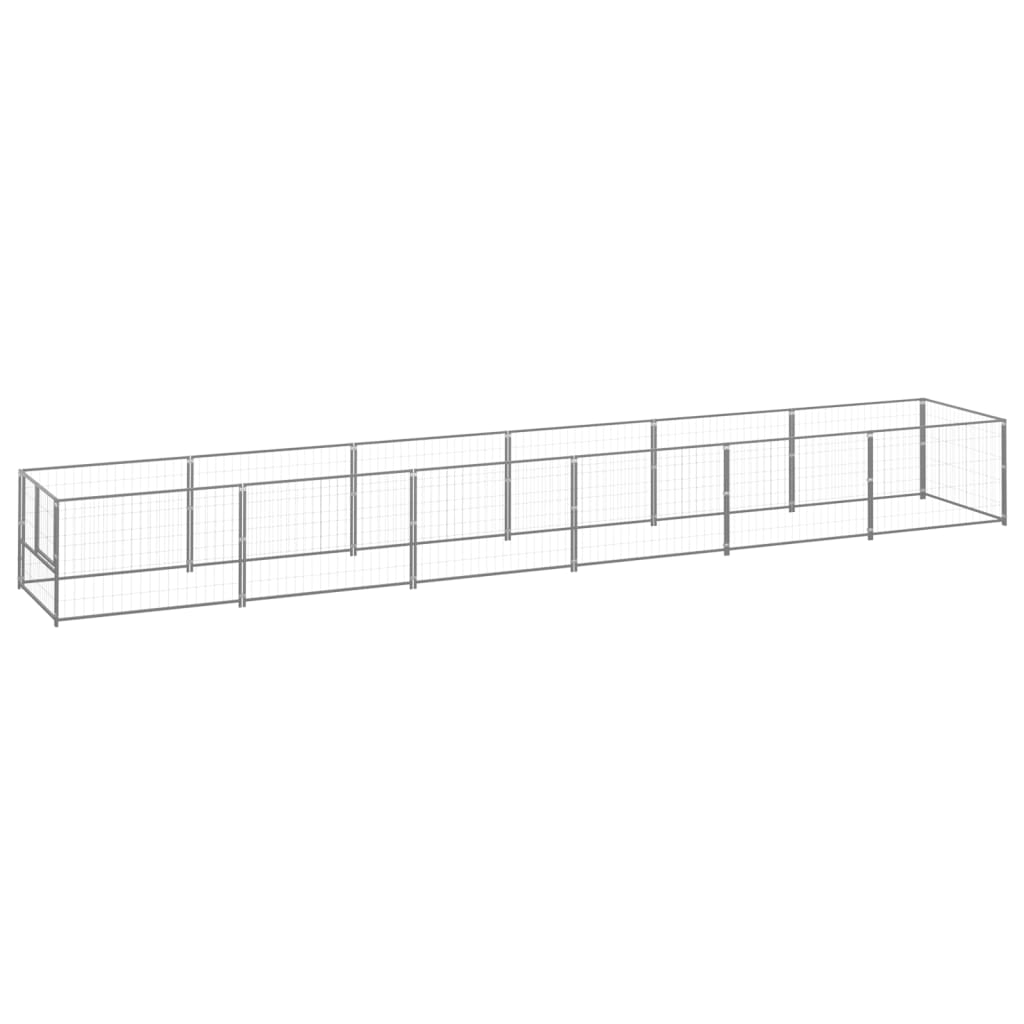 Vidaxl chien Kennel 6 m² en acier argenté colored