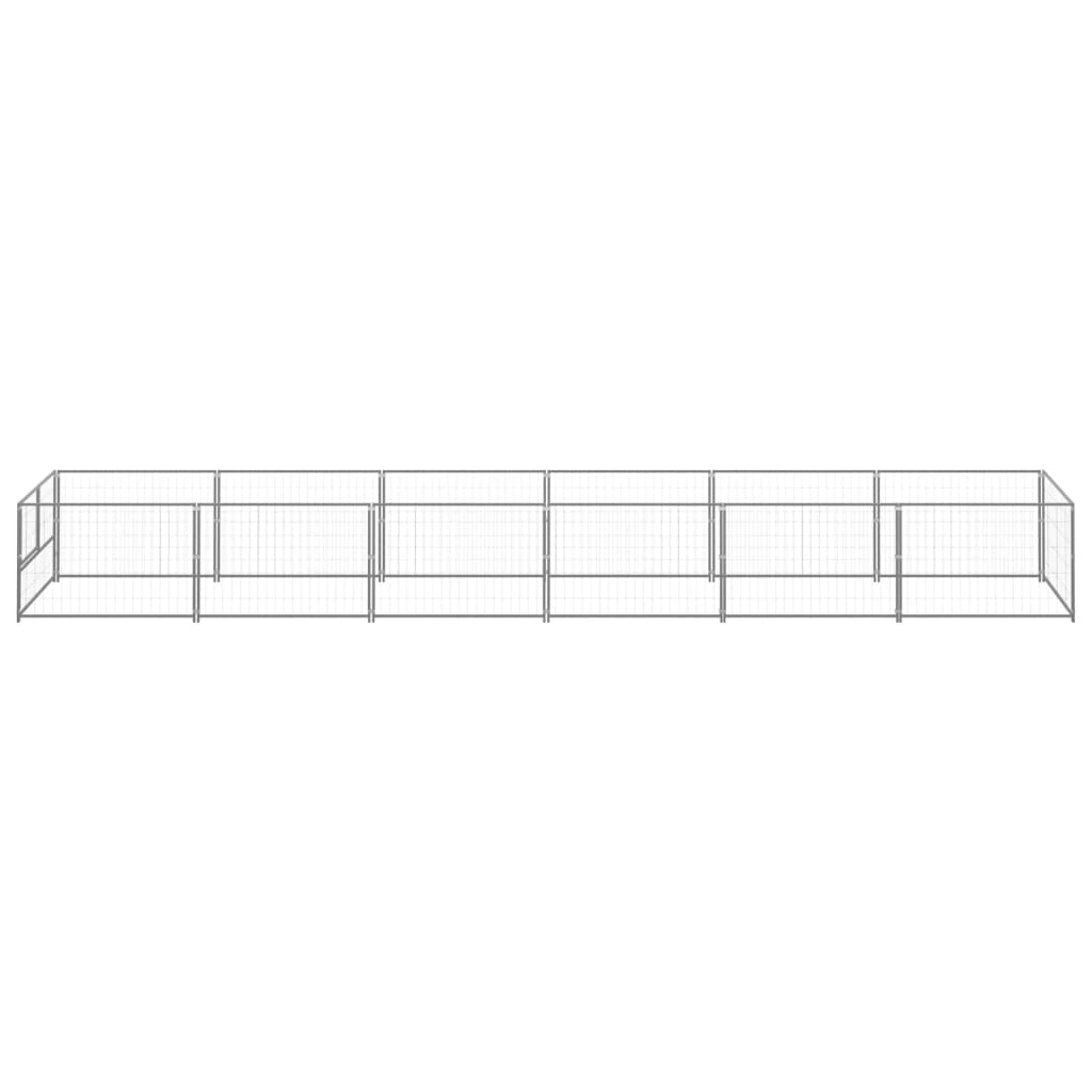 Vidaxl chien Kennel 6 m² en acier argenté colored