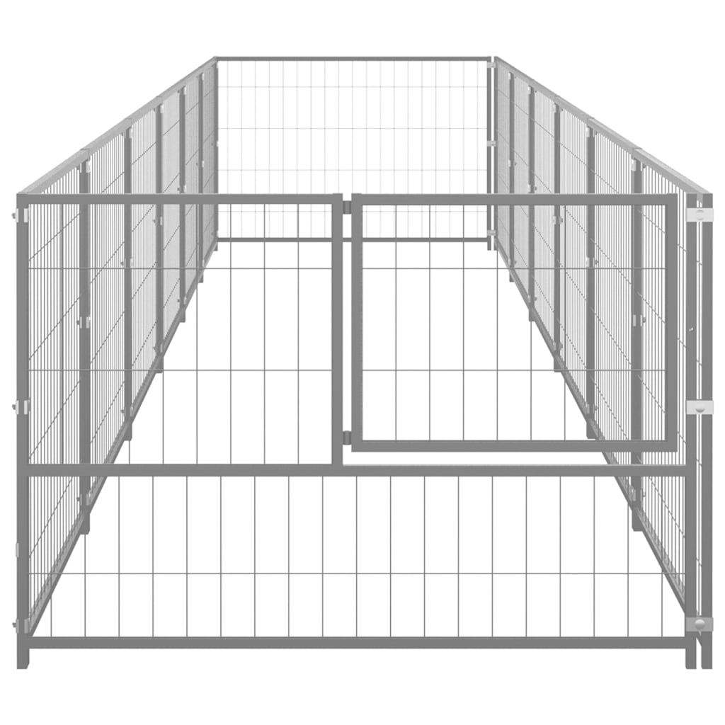 Vidaxl chien Kennel 6 m² en acier argenté colored