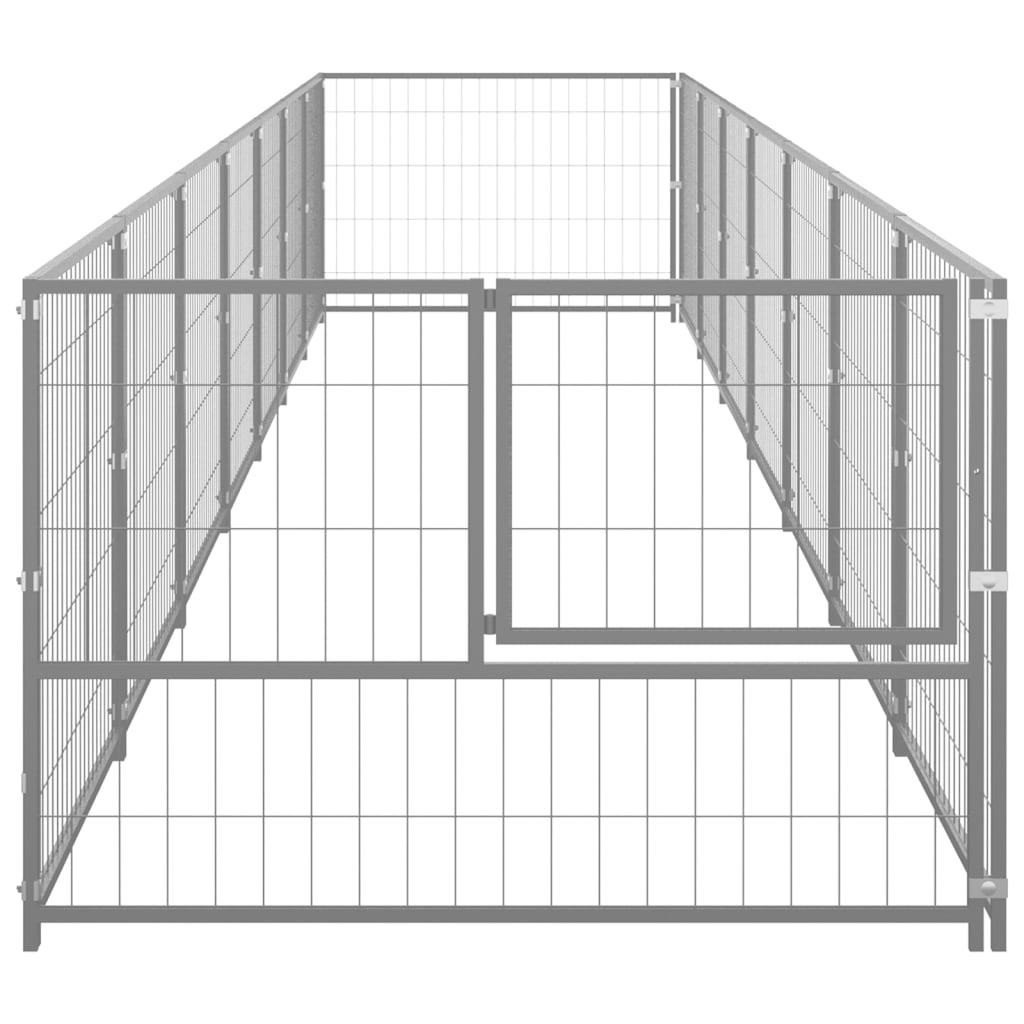 Vidaxl chien Kennel 7 m² en acier argenté colored