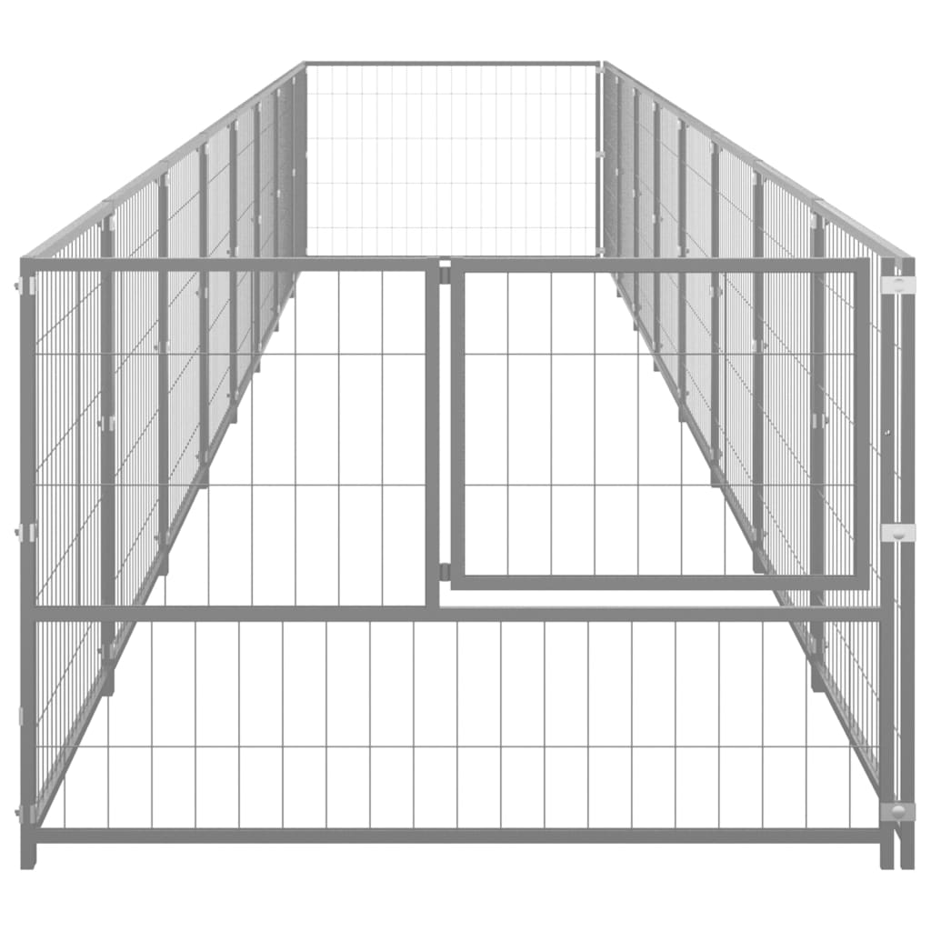 Vidaxl chien Kennel 8 m² en acier argent coloré