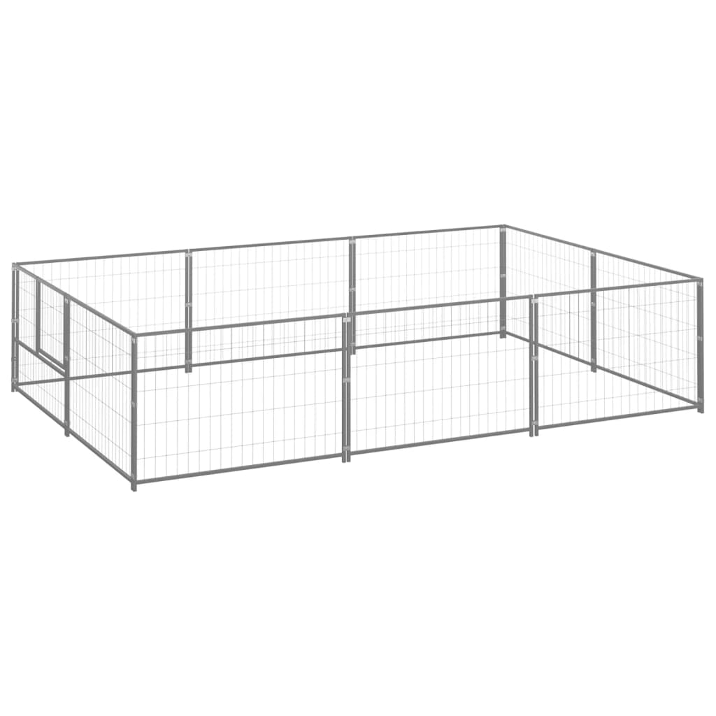 Vidaxl chien Kennel 6 m² en acier argenté colored