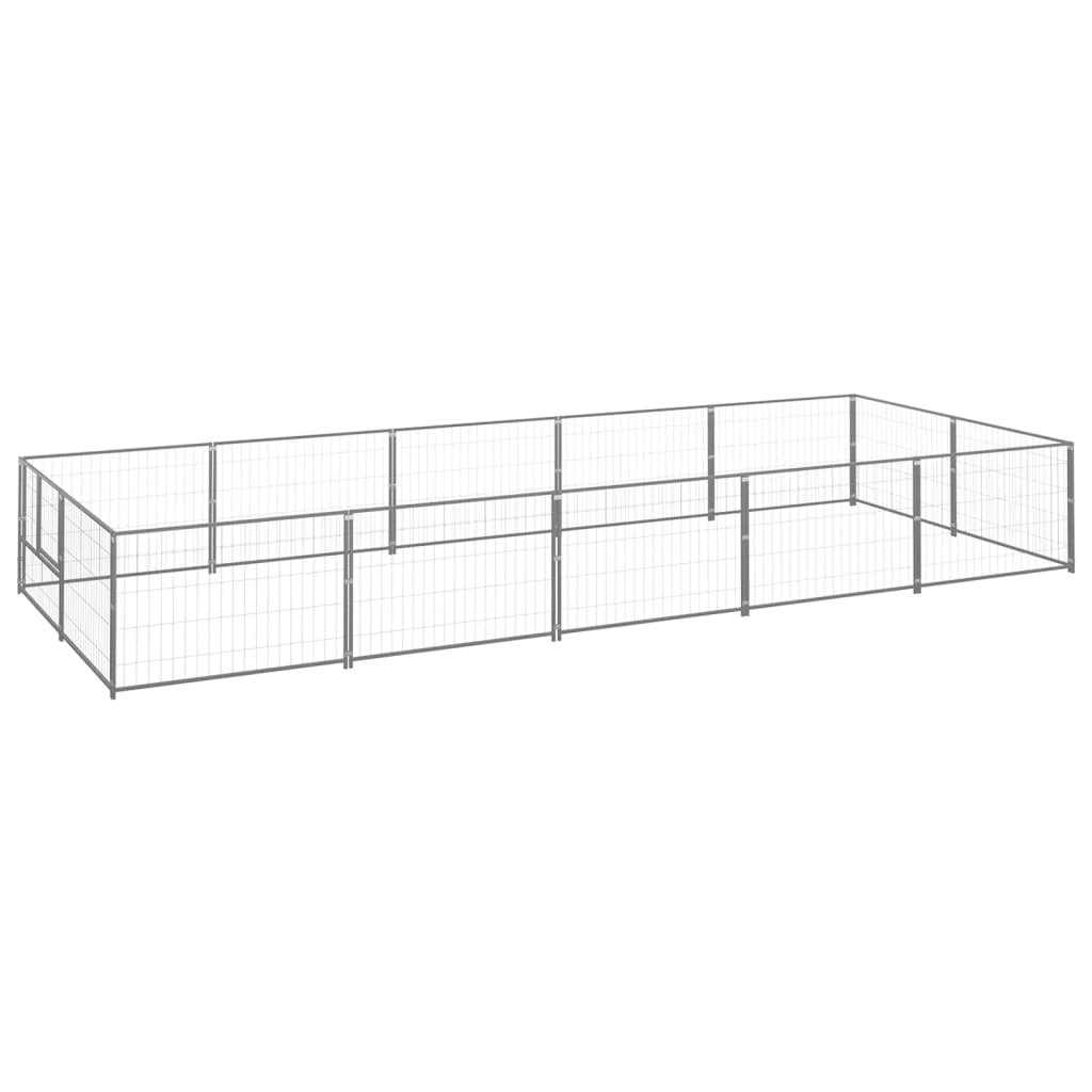 Vidaxl chien Kennel 10 m² en acier argenté colored
