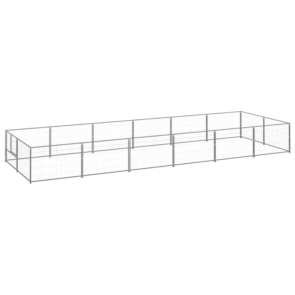 Vidaxl chien Kennel 12 m² en acier argent coloré