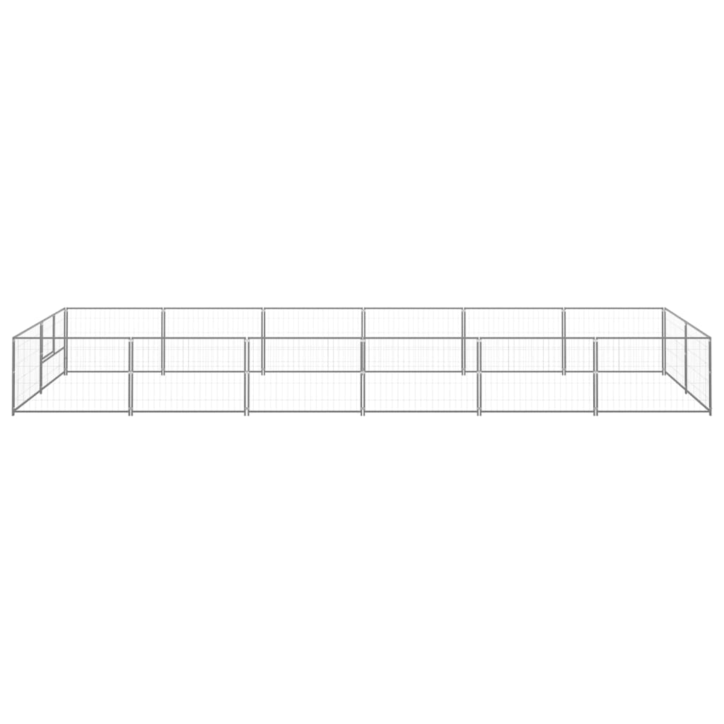 Vidaxl chien Kennel 12 m² en acier argent coloré