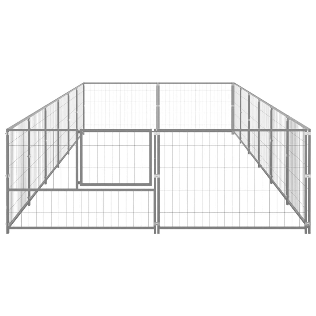Vidaxl chien Kennel 12 m² en acier argent coloré