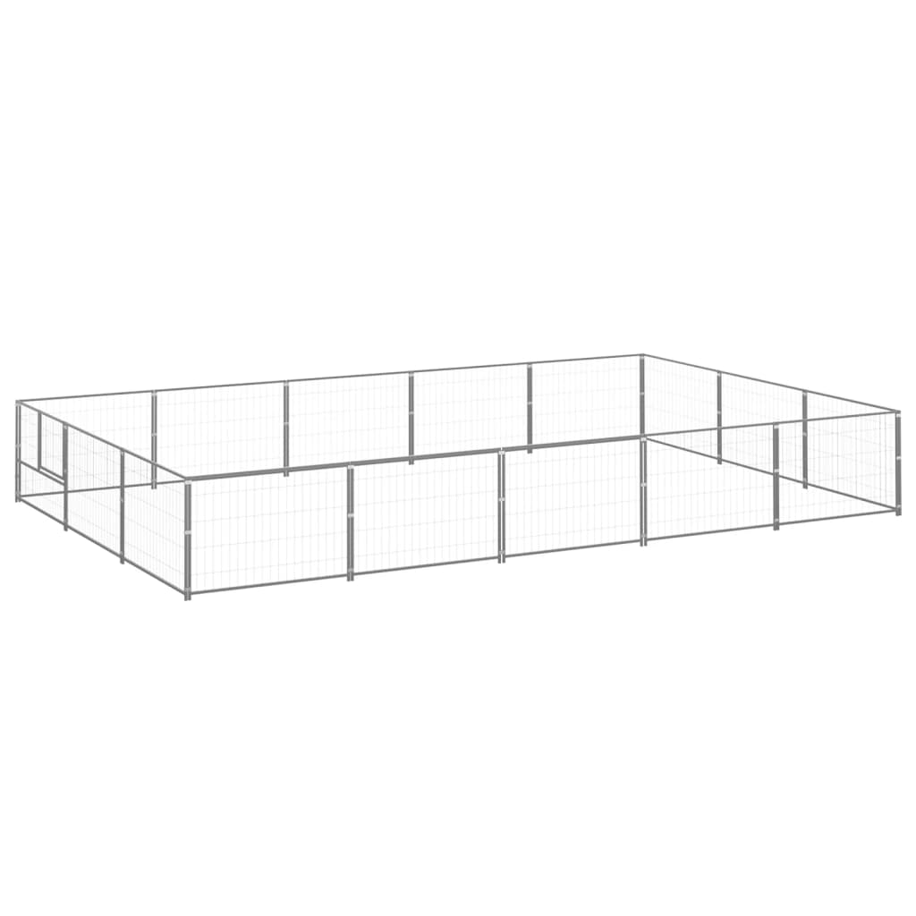 Vidaxl chien Kennel 15 m² en acier argent coloré