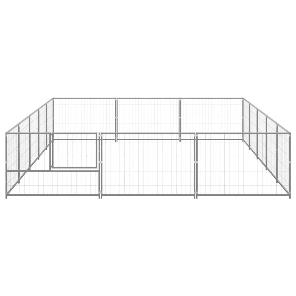 Vidaxl chien Kennel 15 m² en acier argent coloré