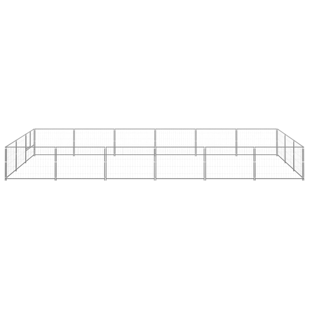 Vidaxl chien Kennel 18 m² en acier argent coloré