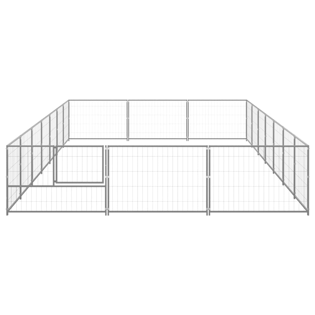 Vidaxl chien Kennel 21 m² en acier argenté colored