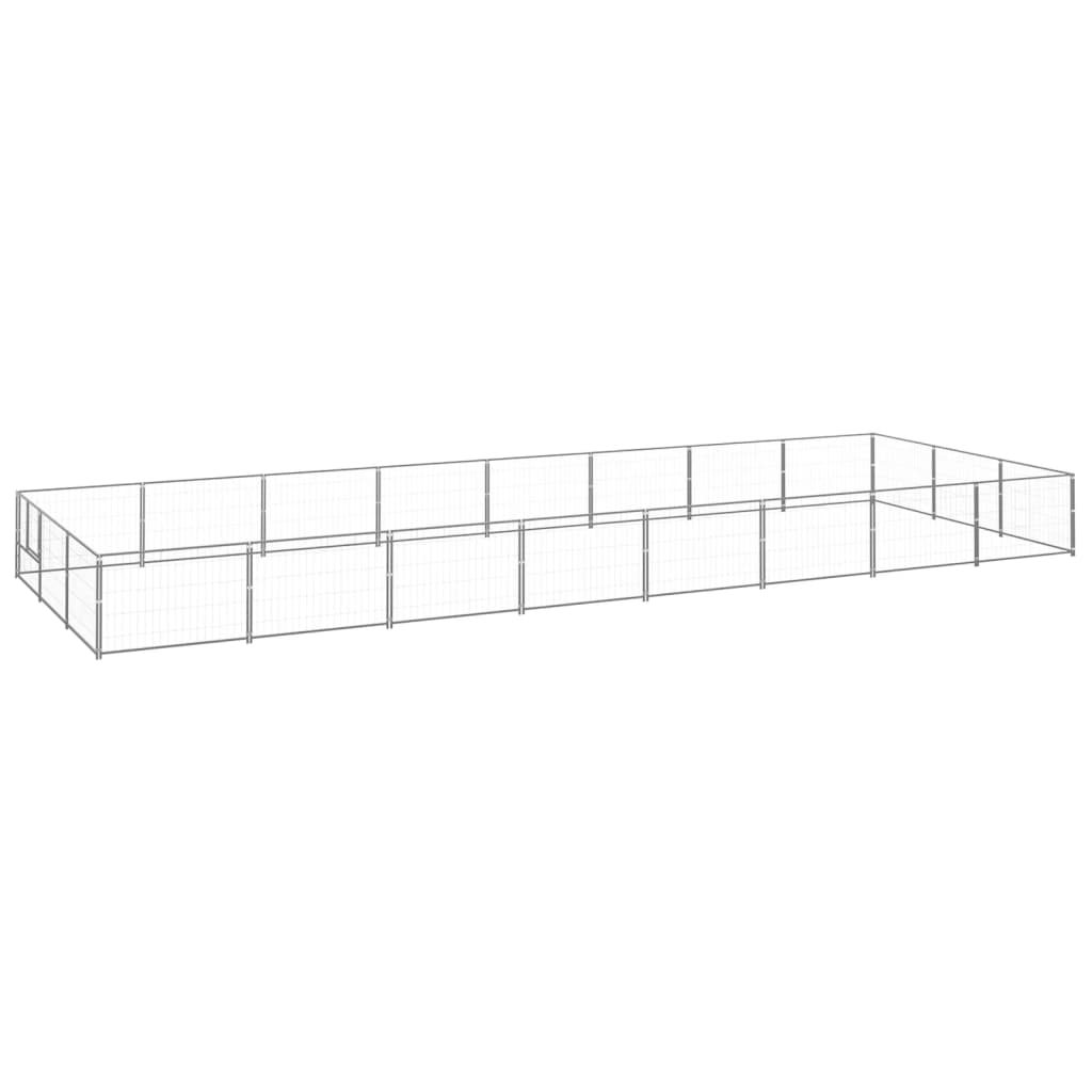 Vidaxl chien Kennel 24 m² en acier argenté colored