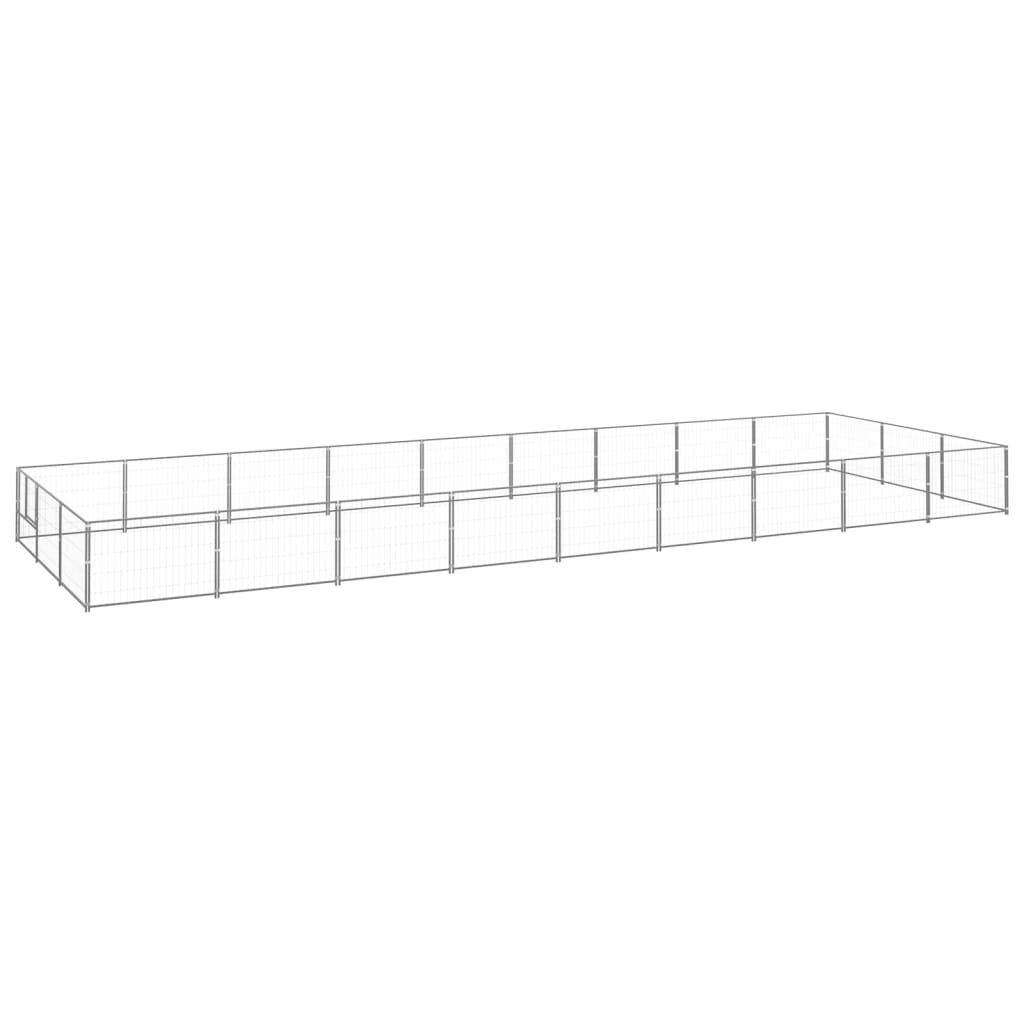 Vidaxl chien chenil 27 m² en acier argenté colored