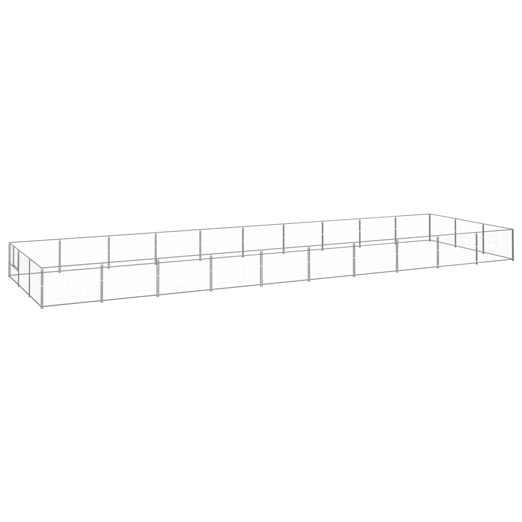 Vidaxl chien Kennel 30 m² en acier argent coloré