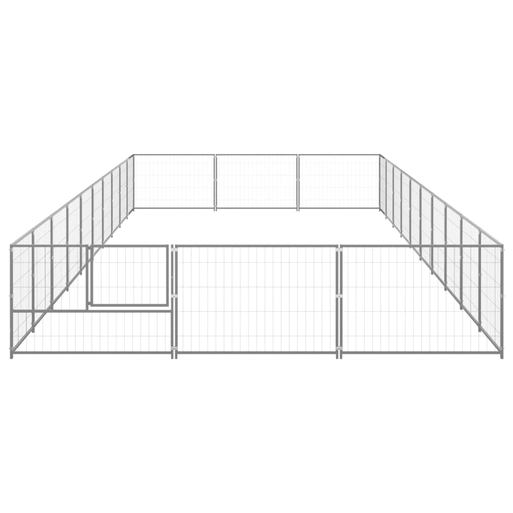 Vidaxl chien Kennel 30 m² en acier argent coloré