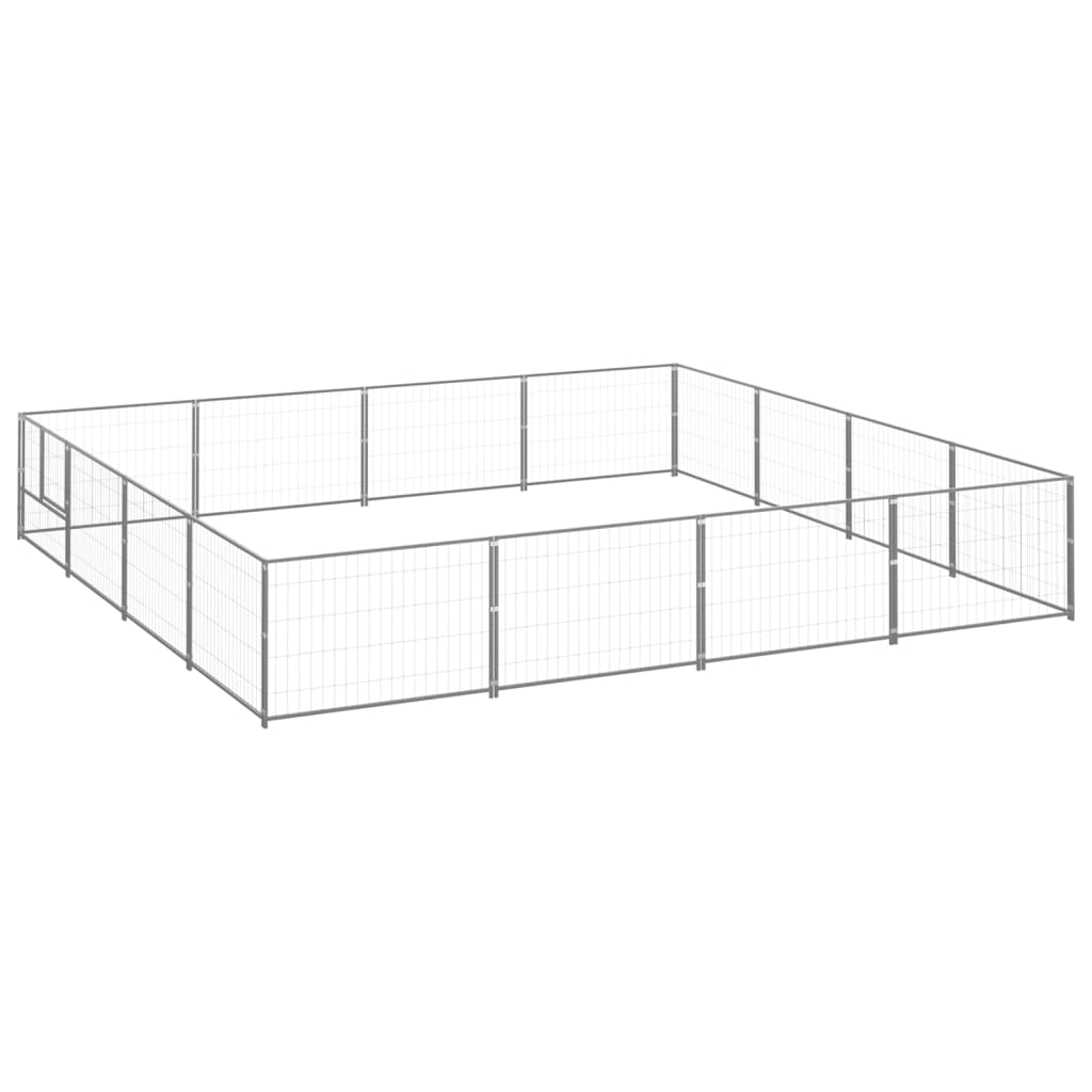 Vidaxl chien kennel 16 m² en acier argenté colored