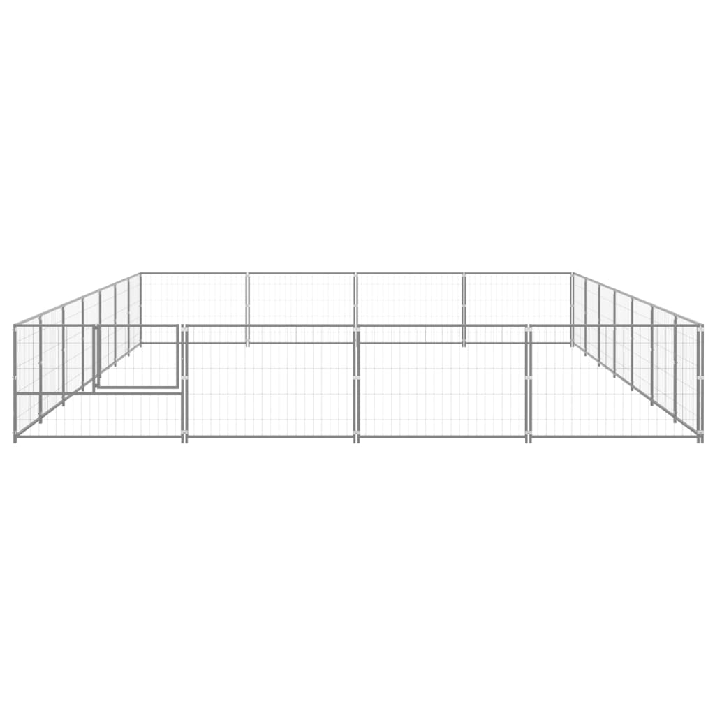 Vidaxl chien Kennel 28 m² en acier argent coloré