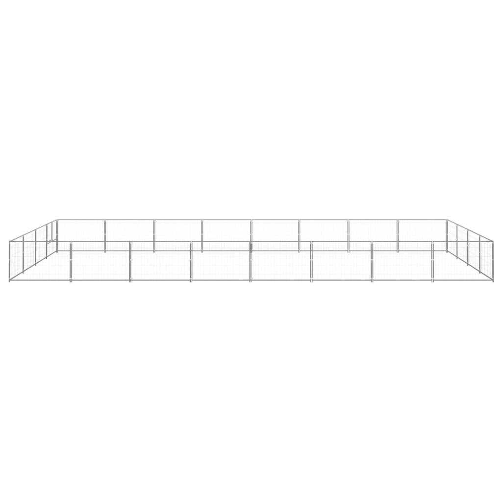 Vidaxl chien Kennel 32 m² en acier argenté couleur