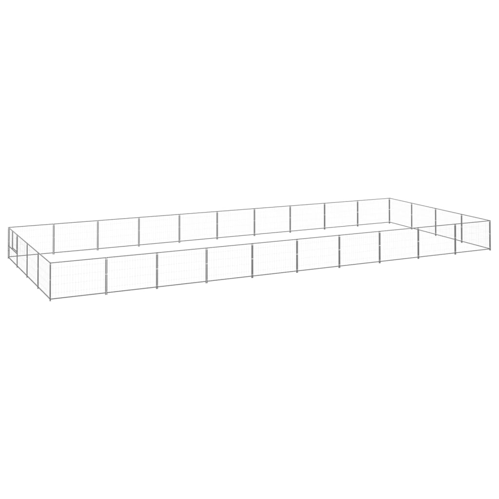 Vidaxl chien Kennel 40 m² en acier argent coloré