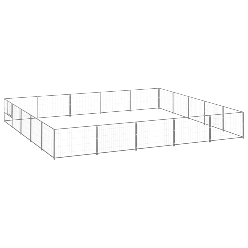Vidaxl chien Kennel 25 m² en acier argenté colored