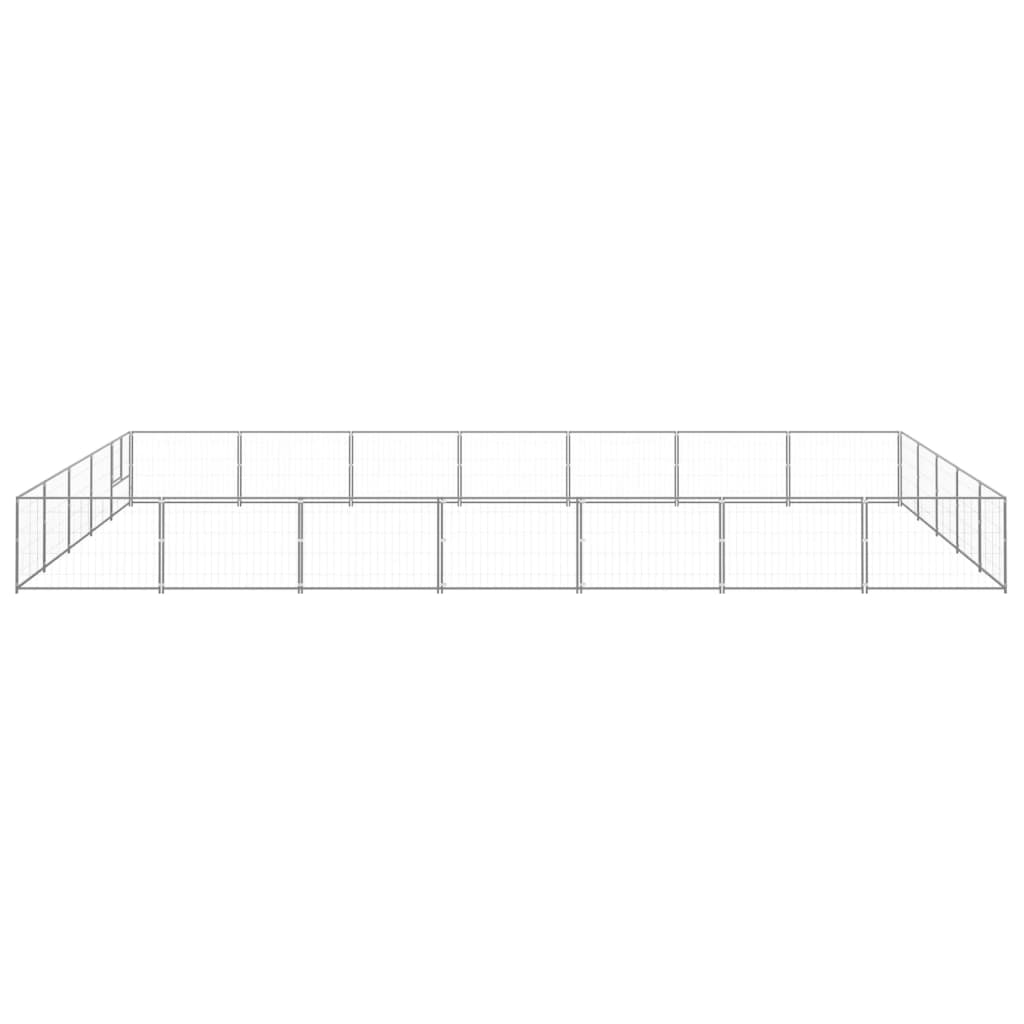 Vidaxl chien Kennel 35 m² en acier argenté couleur