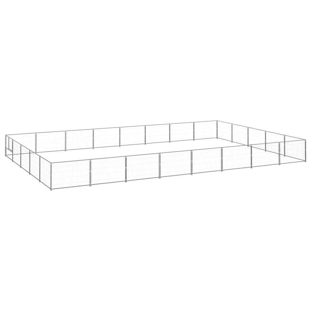 Vidaxl chien Kennel 40 m² en acier argent coloré