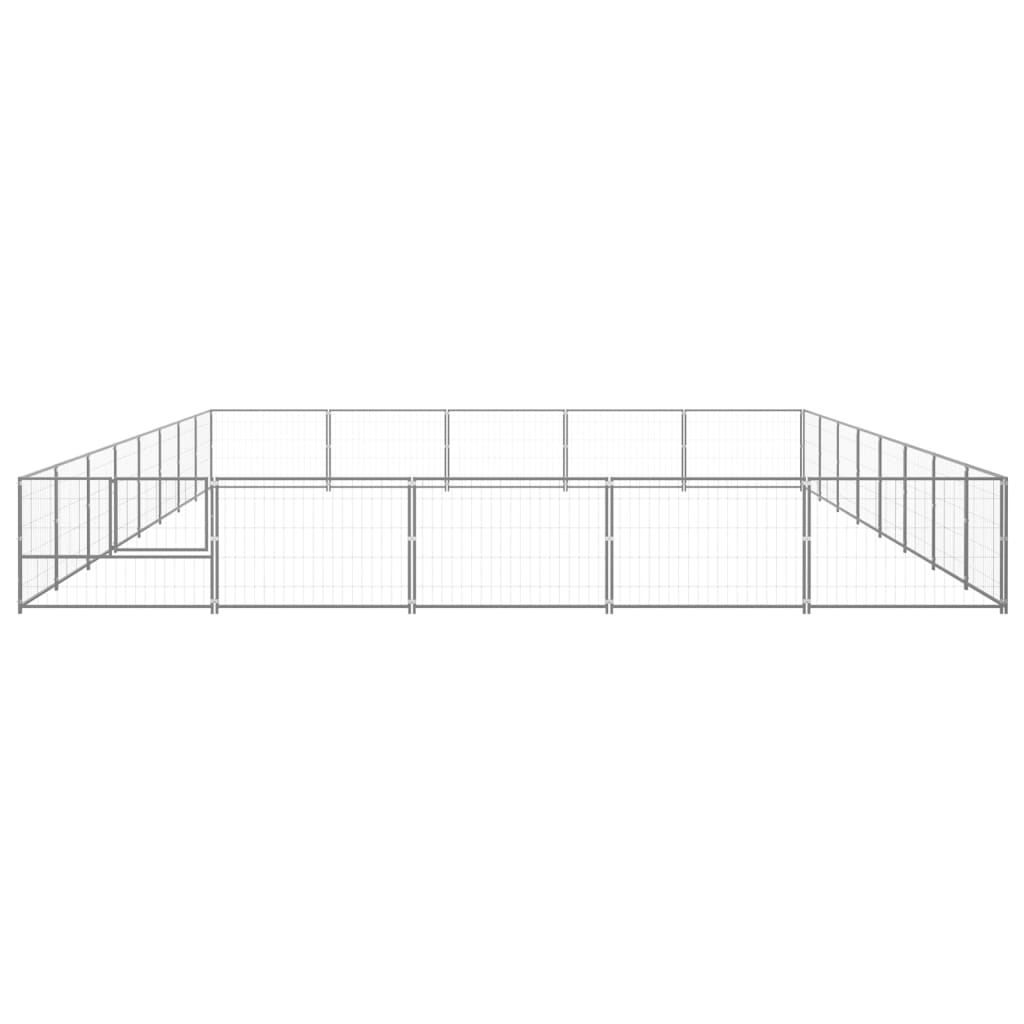 Vidaxl chien Kennel 40 m² en acier argent coloré