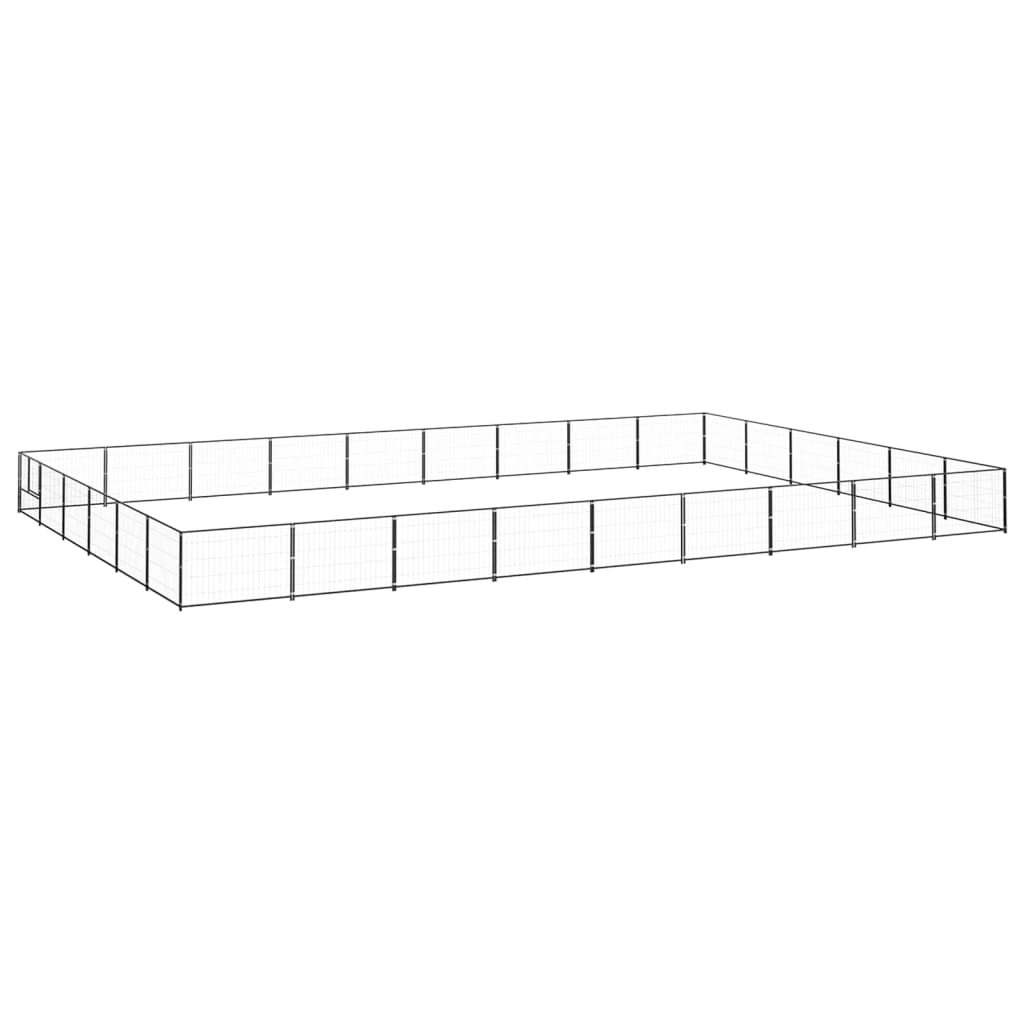 Vidaxl chien Kennel 54 m² en acier noir