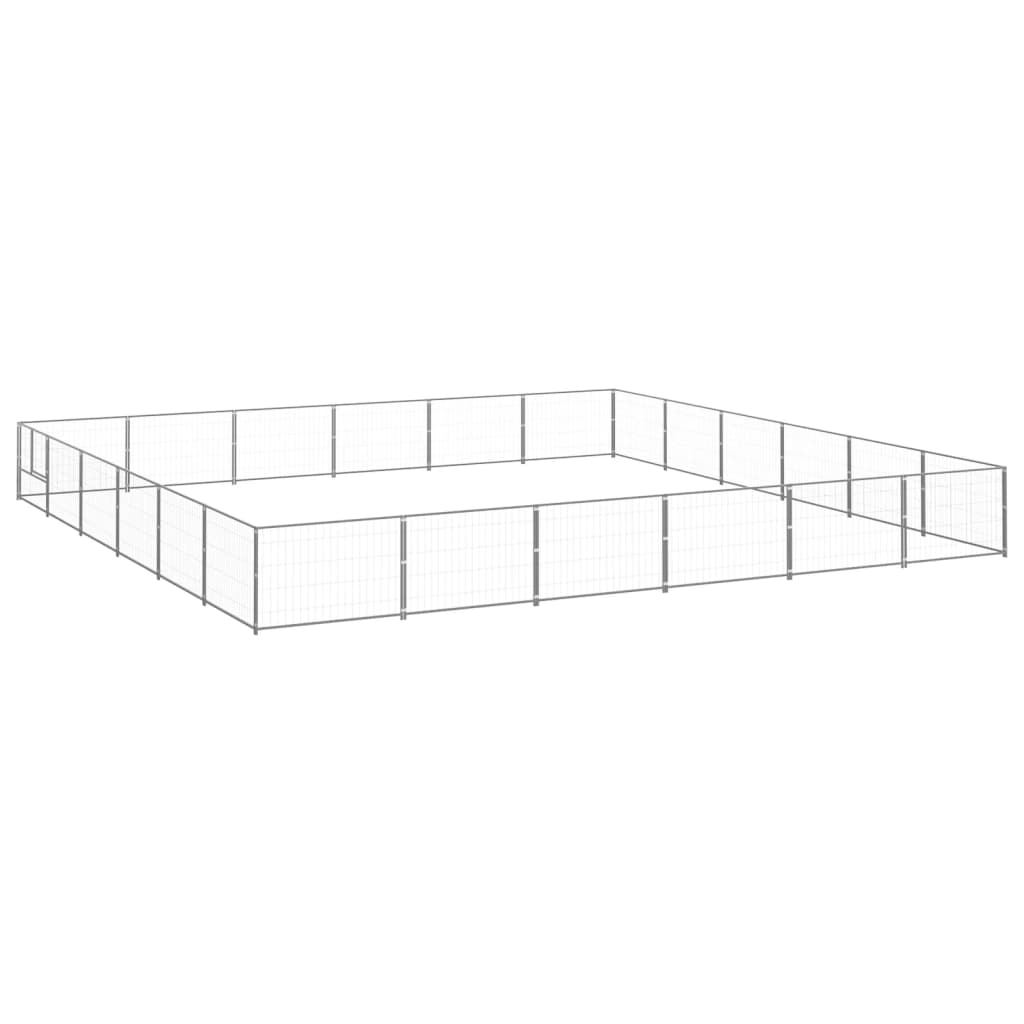 Vidaxl chien Kennel 36 m² en acier argenté colored