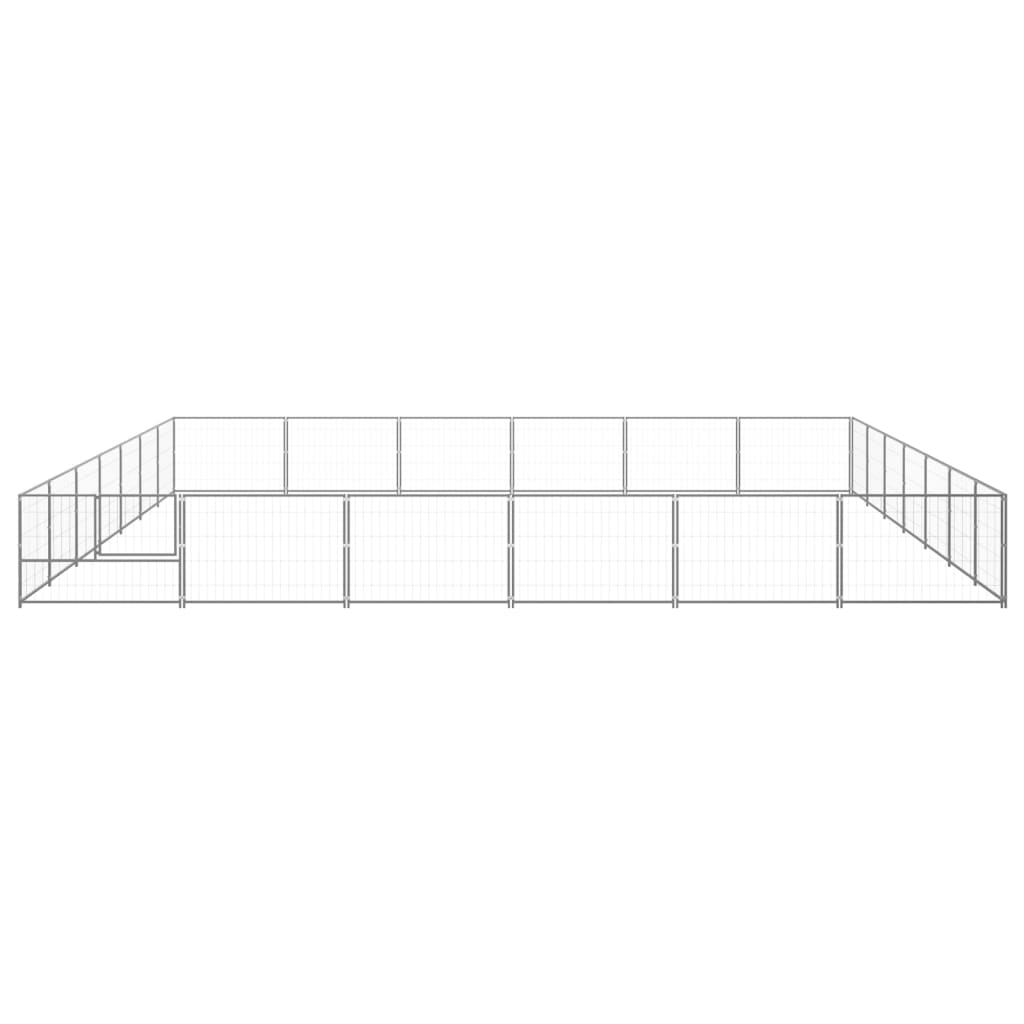 Vidaxl chien Kennel 42 m² en acier argenté couleur
