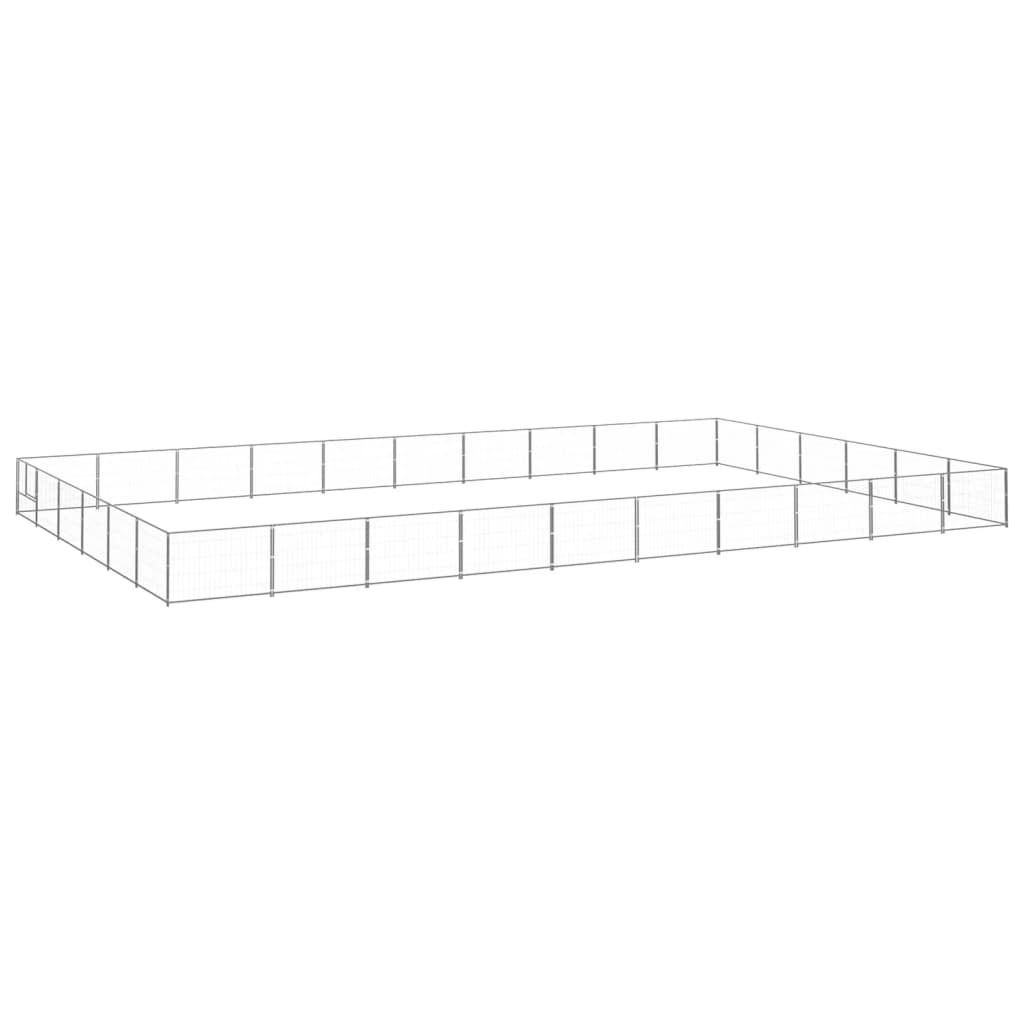 Vidaxl chien Kennel 60 m² en acier argent coloré